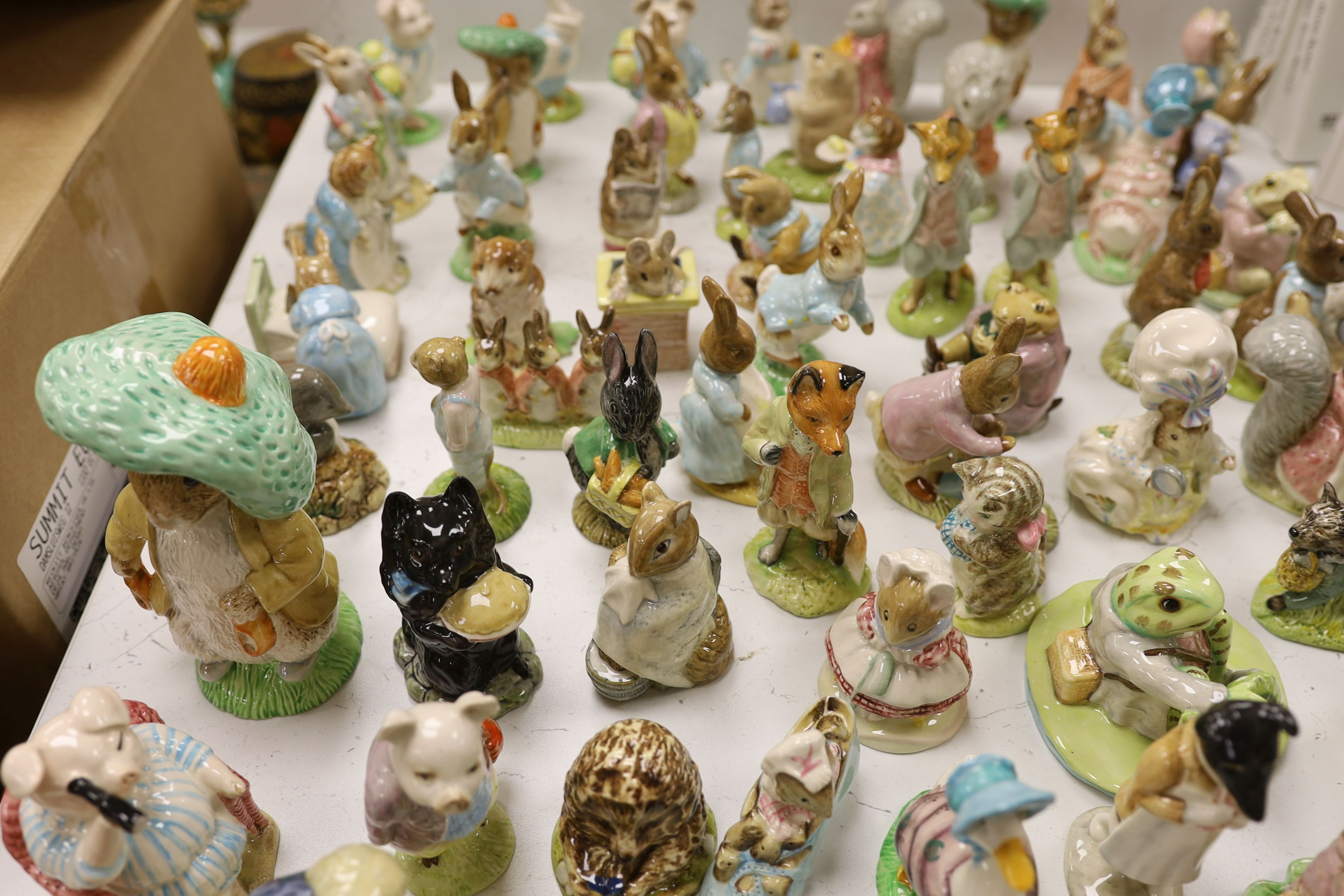 A large collection of various Beswick Beatrix Potter figures, money boxes etc.